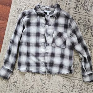 Time and Tru Kids Plaid Shirt in Black and White